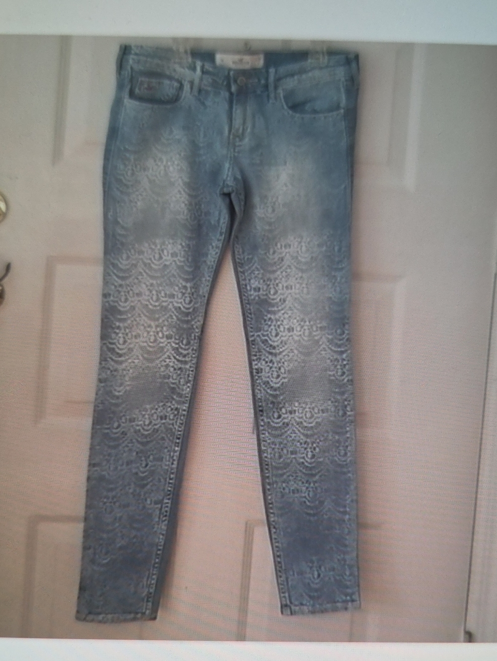 Hollister Light Blue Lace-Print Skinny Jeans